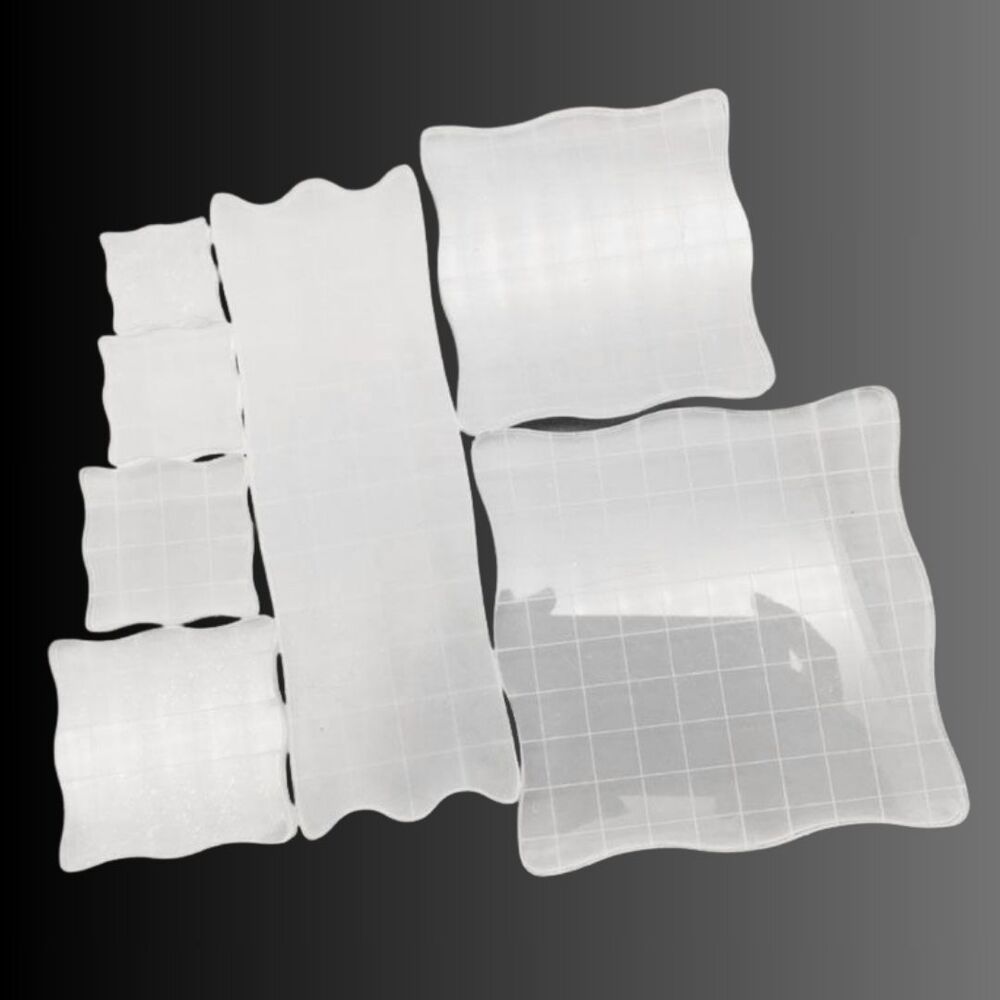 Crafties Co. Clear Acrylic Blocks 7 pcs set scalloped with grid