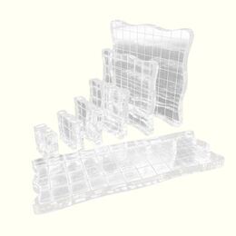 Crafties Co. Clear Acrylic Blocks 7 pcs set scalloped with grid